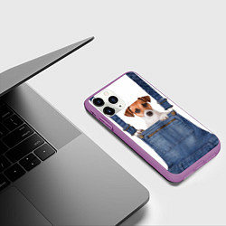 Чехол iPhone 11 Pro матовый ЩЕНОК В КАРМАШКЕ, цвет: 3D-фиолетовый — фото 2