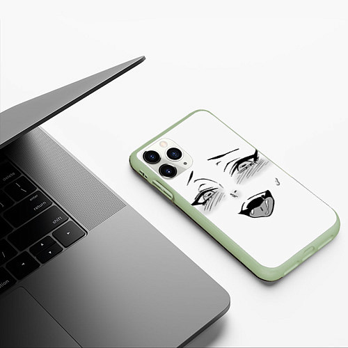 Чехол iPhone 11 Pro матовый Ахегао / 3D-Салатовый – фото 3