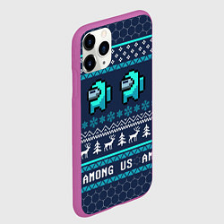 Чехол iPhone 11 Pro матовый AMONG US НОВОГОДНИЙ, цвет: 3D-фиолетовый — фото 2