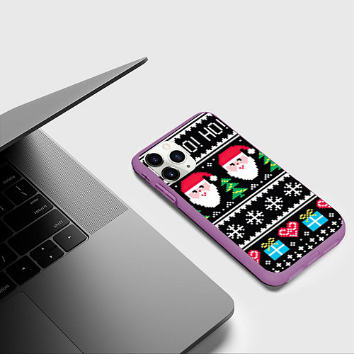 Чехол iPhone 11 Pro матовый Ho! Ho! Ho! / 3D-Фиолетовый – фото 3