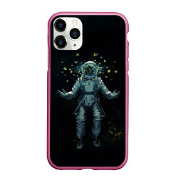 Чехол iPhone 11 Pro матовый Космонавт, цвет: 3D-малиновый