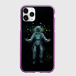 Чехол iPhone 11 Pro матовый Космонавт, цвет: 3D-фиолетовый