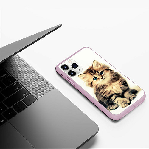 Чехол iPhone 11 Pro матовый Котёнок / 3D-Розовый – фото 3