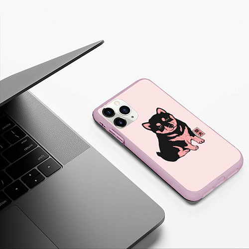 Чехол iPhone 11 Pro матовый Щенок Сиба-Ину / 3D-Розовый – фото 3