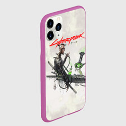 Чехол iPhone 11 Pro матовый CYBERPUNK 2077, цвет: 3D-фиолетовый — фото 2