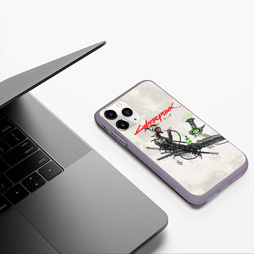 Чехол iPhone 11 Pro матовый CYBERPUNK 2077 / 3D-Серый – фото 3