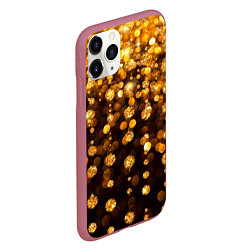 Чехол iPhone 11 Pro матовый ЗОЛОТЫЕ БЛЕСТКИ, цвет: 3D-малиновый — фото 2