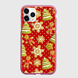 Чехол iPhone 11 Pro матовый С Новым Годом!, цвет: 3D-малиновый