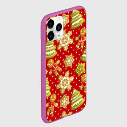Чехол iPhone 11 Pro матовый С Новым Годом!, цвет: 3D-фиолетовый — фото 2