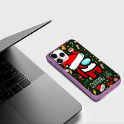 Чехол iPhone 11 Pro матовый Новый Год Среди Нас, цвет: 3D-фиолетовый — фото 2