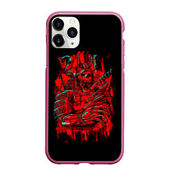 Чехол iPhone 11 Pro матовый Death Samurai, цвет: 3D-малиновый