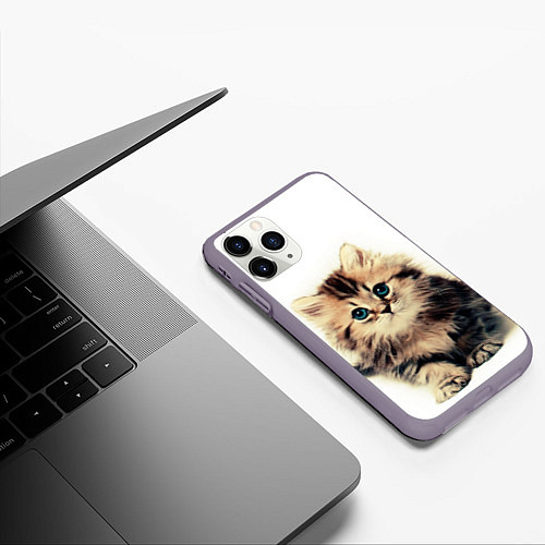 Чехол iPhone 11 Pro матовый Катёнок / 3D-Серый – фото 3
