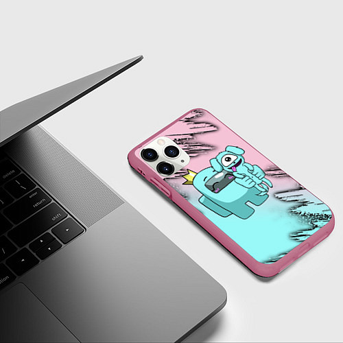 Чехол iPhone 11 Pro матовый AMONG US / 3D-Малиновый – фото 3