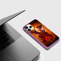 Чехол iPhone 11 Pro матовый Ванпанчмен, цвет: 3D-фиолетовый — фото 2
