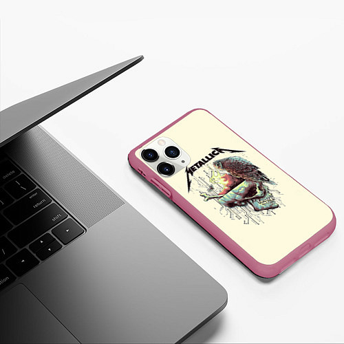 Чехол iPhone 11 Pro матовый Metallica / 3D-Малиновый – фото 3