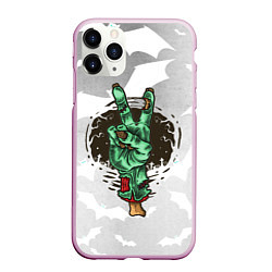 Чехол iPhone 11 Pro матовый Zombie peace hand, цвет: 3D-розовый