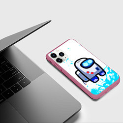 Чехол iPhone 11 Pro матовый Among us, цвет: 3D-малиновый — фото 2
