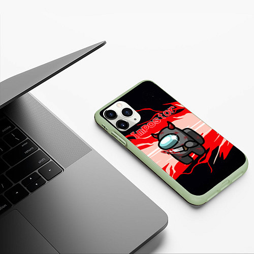 Чехол iPhone 11 Pro матовый Among Us Impostor / 3D-Салатовый – фото 3