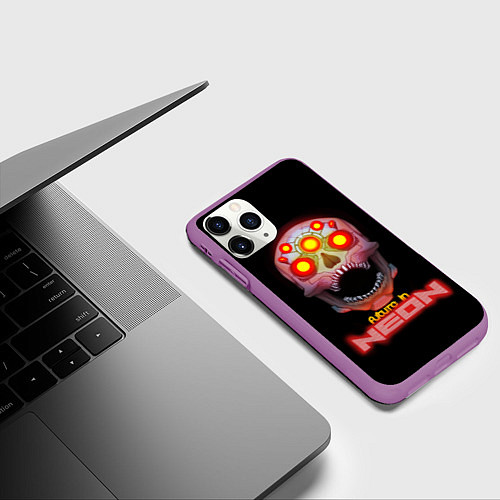 Чехол iPhone 11 Pro матовый Будущее в неоне / 3D-Фиолетовый – фото 3