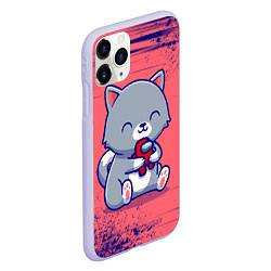 Чехол iPhone 11 Pro матовый AMONG US - С КОТИКОМ, цвет: 3D-светло-сиреневый — фото 2