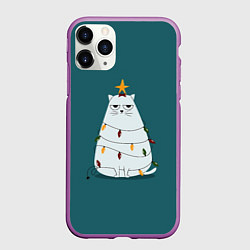Чехол iPhone 11 Pro матовый Кото-ёлка, цвет: 3D-фиолетовый