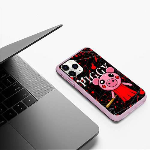 Чехол iPhone 11 Pro матовый ROBLOX PIGGY / 3D-Розовый – фото 3