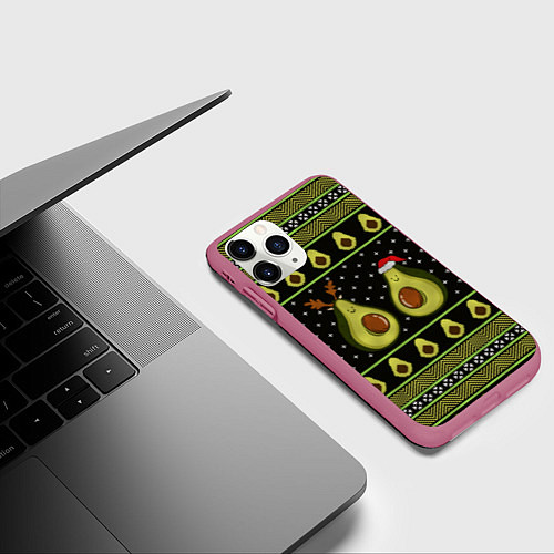 Чехол iPhone 11 Pro матовый Avo christmas / 3D-Малиновый – фото 3