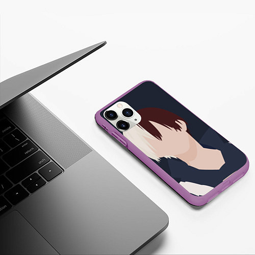Чехол iPhone 11 Pro матовый Шото Тодороки силуэт / 3D-Фиолетовый – фото 3