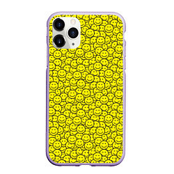 Чехол iPhone 11 Pro матовый Смайлики, цвет: 3D-светло-сиреневый