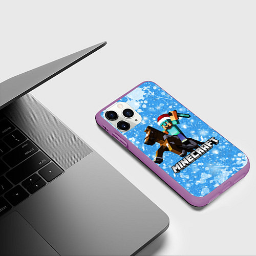 Чехол iPhone 11 Pro матовый Новогодний Манкрафт / 3D-Фиолетовый – фото 3