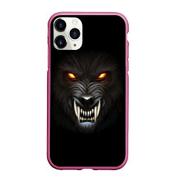 Чехол iPhone 11 Pro матовый Злой Волк, цвет: 3D-малиновый