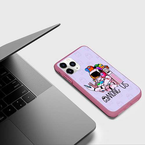 Чехол iPhone 11 Pro матовый Among Us / 3D-Малиновый – фото 3