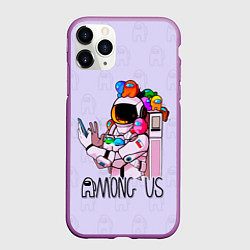 Чехол iPhone 11 Pro матовый Among Us, цвет: 3D-фиолетовый