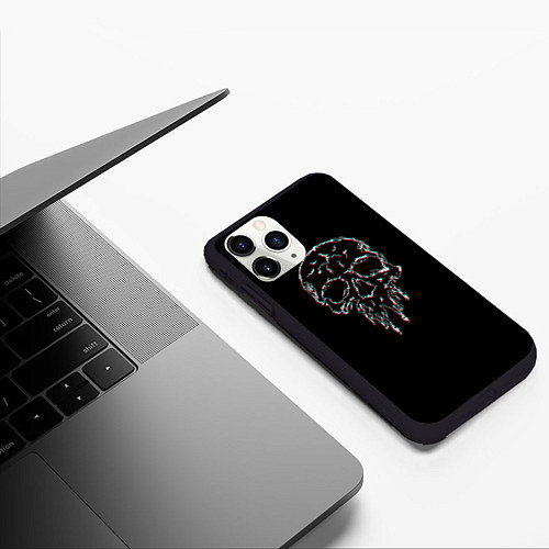 Чехол iPhone 11 Pro матовый Skull Glitch / 3D-Черный – фото 3