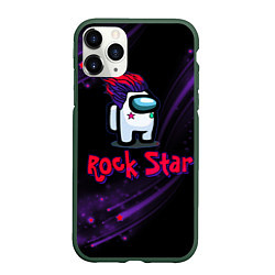 Чехол iPhone 11 Pro матовый Among Us Rock Star, цвет: 3D-темно-зеленый