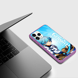 Чехол iPhone 11 Pro матовый GENSHIN IMPACT, ЧЖУН ЮНЬ, цвет: 3D-фиолетовый — фото 2