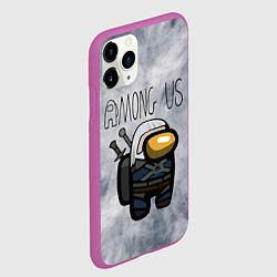 Чехол iPhone 11 Pro матовый Among Us x The Witcher Z, цвет: 3D-фиолетовый — фото 2