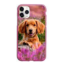 Чехол iPhone 11 Pro матовый Dog, цвет: 3D-малиновый