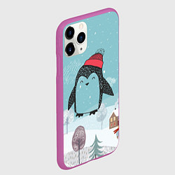 Чехол iPhone 11 Pro матовый Милый пингвин, цвет: 3D-фиолетовый — фото 2