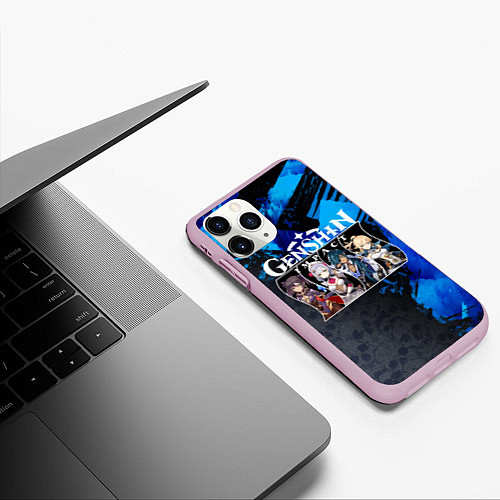 Чехол iPhone 11 Pro матовый Genshin Impact / 3D-Розовый – фото 3