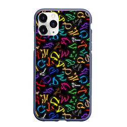 Чехол iPhone 11 Pro матовый Граффити алфавита, цвет: 3D-серый