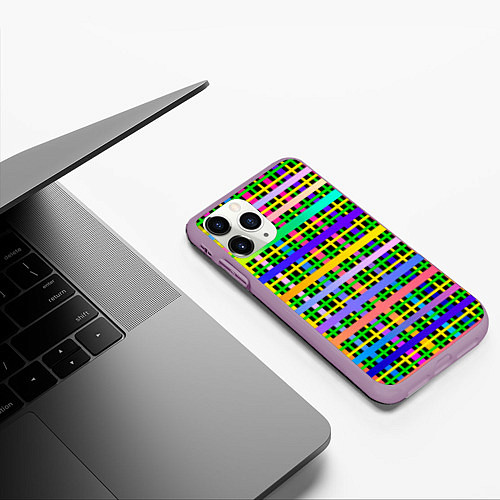 Чехол iPhone 11 Pro матовый Цветной беспредел / 3D-Сиреневый – фото 3