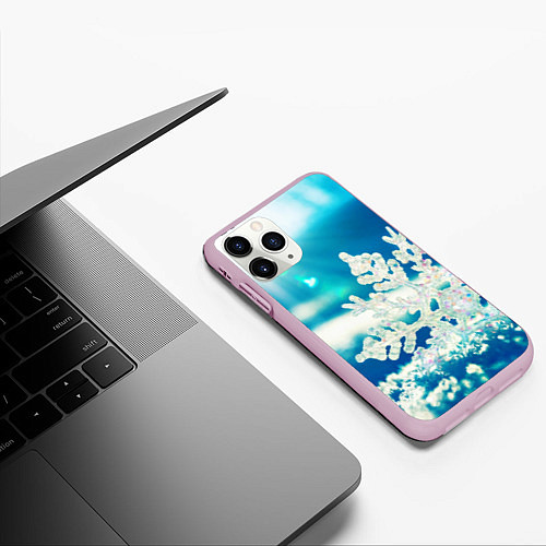 Чехол iPhone 11 Pro матовый Снег / 3D-Розовый – фото 3