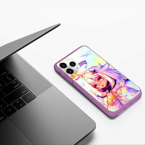 Чехол iPhone 11 Pro матовый GENSHIN IMPACT / 3D-Фиолетовый – фото 3