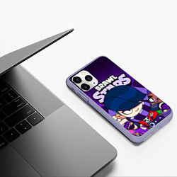 Чехол iPhone 11 Pro матовый BRAWL STARS EDGAR, цвет: 3D-светло-сиреневый — фото 2