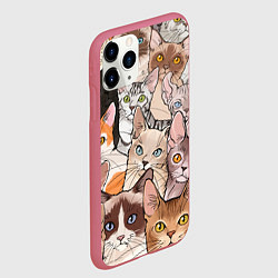 Чехол iPhone 11 Pro матовый Котики, цвет: 3D-малиновый — фото 2