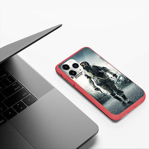 Чехол iPhone 11 Pro матовый Metro Сталкер / 3D-Красный – фото 3