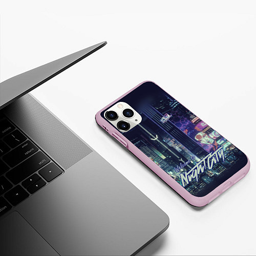 Чехол iPhone 11 Pro матовый Welcome to Night City / 3D-Розовый – фото 3