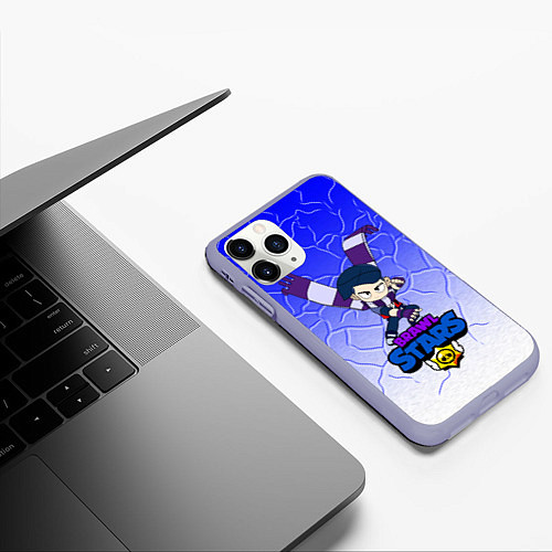 Чехол iPhone 11 Pro матовый Brawl StarsЭдгар / 3D-Светло-сиреневый – фото 3