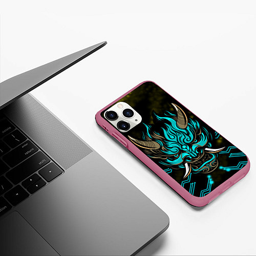 Чехол iPhone 11 Pro матовый SAMURAI CYBERPUNK 2077 / 3D-Малиновый – фото 3